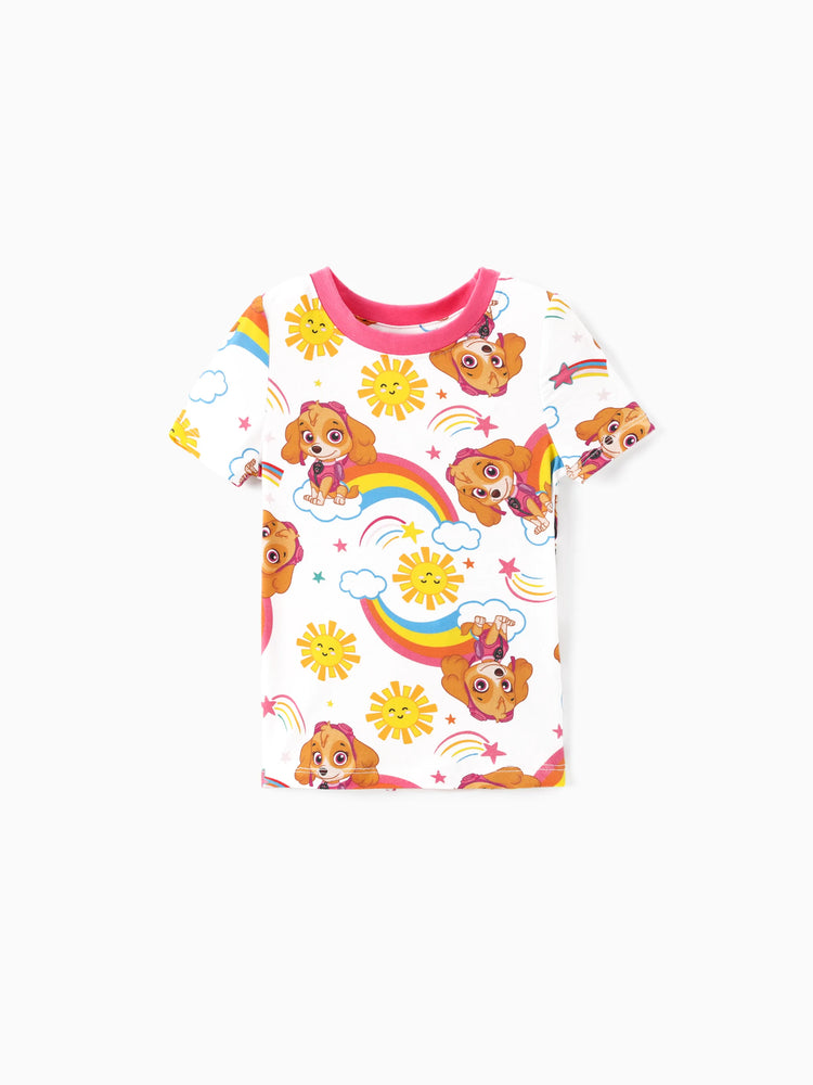 Ensemble pyjama 2 pièces en bambou pour petite fille, motif Skye, rose, ajusté