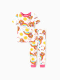 Ensemble pyjama 2 pièces en bambou pour petite fille, motif Skye, rose, ajusté