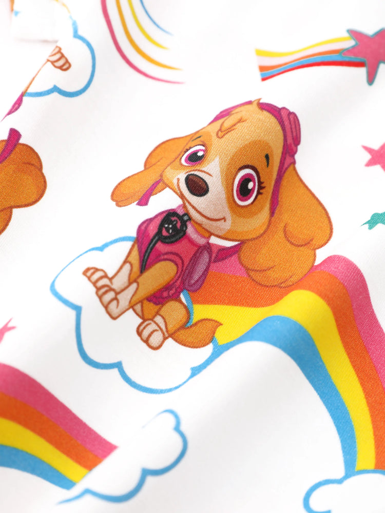 Ensemble pyjama 2 pièces en bambou pour petite fille, motif Skye, rose, ajusté