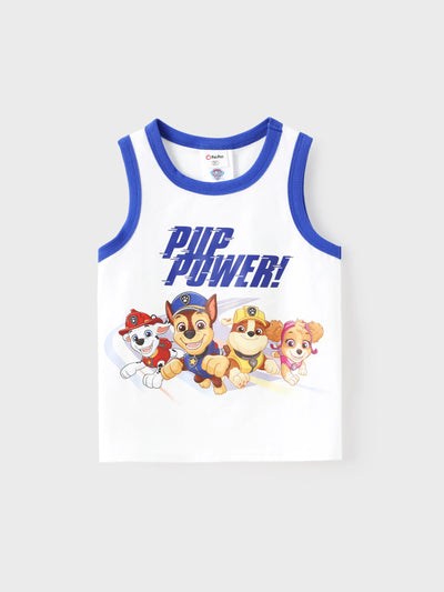 PAW Patrol Toddler Boy 1pc Chase Marshall Skye And Rubble Cotton Tank Top White