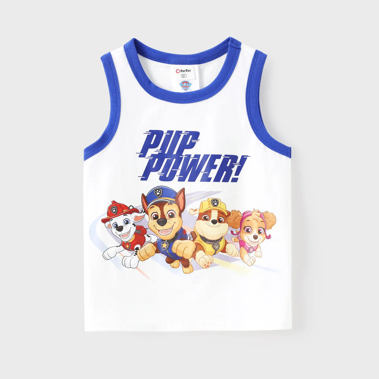 Débardeur en coton blanc pour tout-petit garçon, 1 pièce, La Pat' Patrouille, Chase, Marshall, Skye et Ruben
