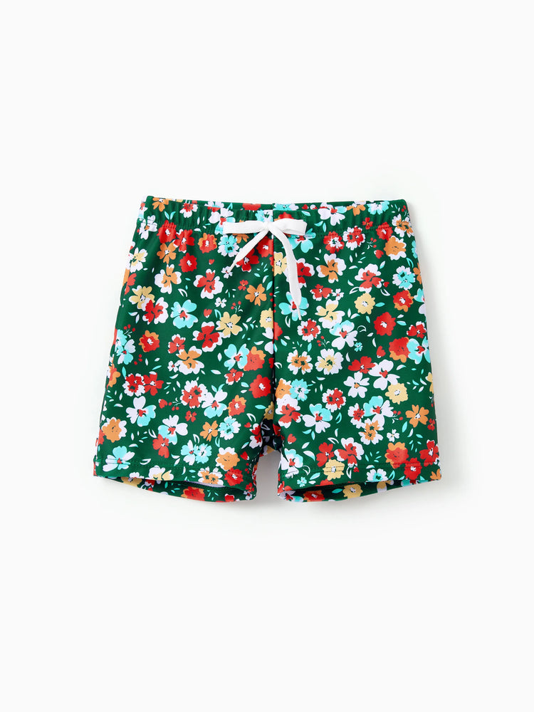 Family Matching Flora Swim Trunks or Strap two-piece Swimsuit
 Dark Green