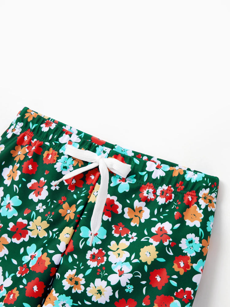 Family Matching Flora Swim Trunks or Strap two-piece Swimsuit
 Dark Green