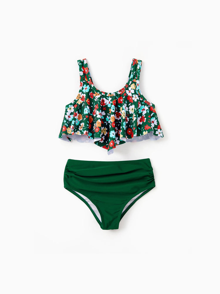 Family Matching Flora Swim Trunks or Strap two-piece Swimsuit
 Dark Green