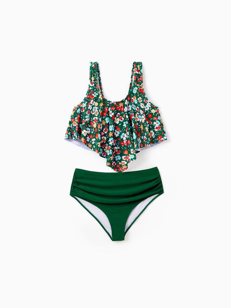 Family Matching Flora Swim Trunks or Strap two-piece Swimsuit
 Dark Green