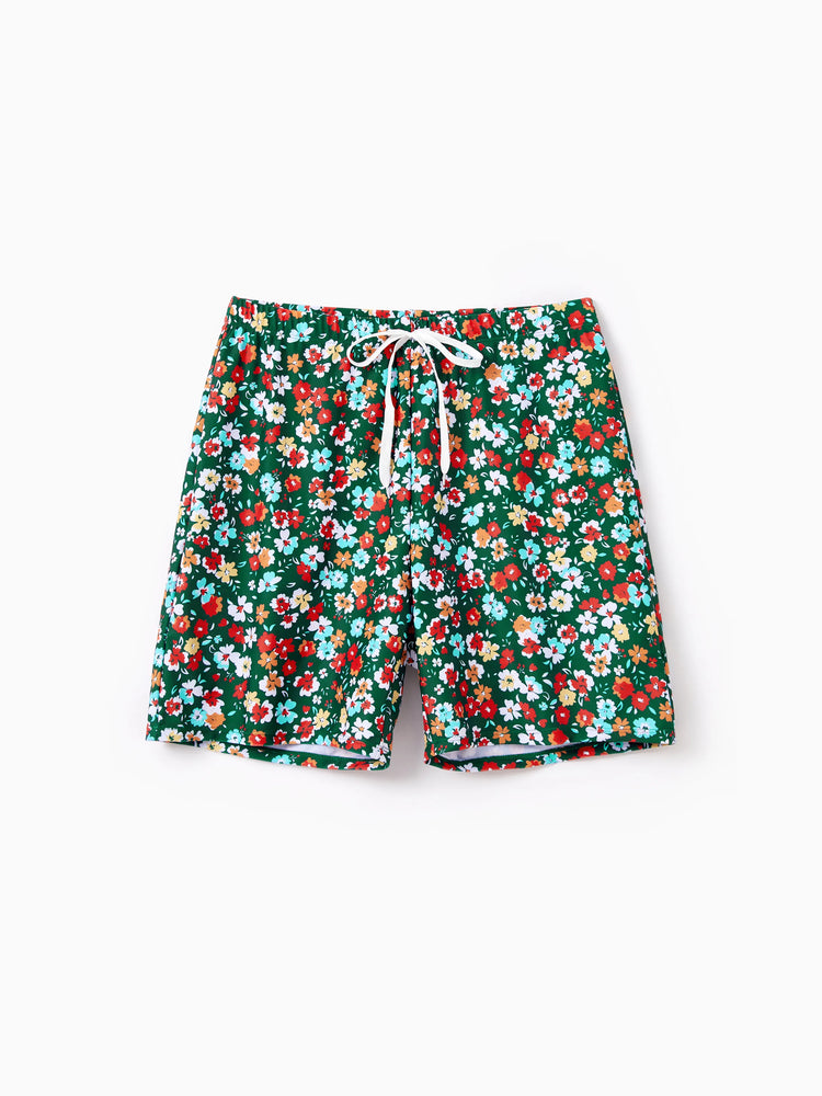 Family Matching Flora Swim Trunks or Strap two-piece Swimsuit
 Dark Green