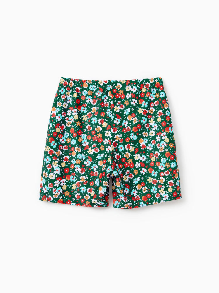 Family Matching Flora Swim Trunks or Strap two-piece Swimsuit
 Dark Green