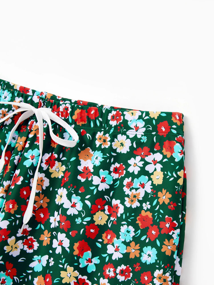 Family Matching Flora Swim Trunks or Strap two-piece Swimsuit
 Dark Green