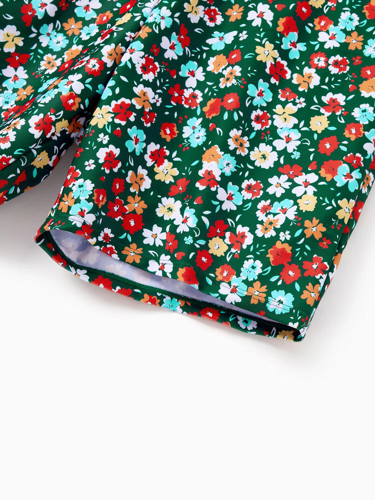Family Matching Flora Swim Trunks or Strap two-piece Swimsuit
 Dark Green