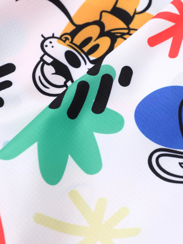 Chaqueta de manga larga con capucha, cremallera y estampado integral de Mickey y sus amigos de Disney para niño pequeño, color blanco, 1 pieza