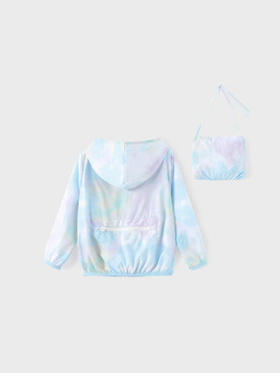 Disney Frozen Toddler Girl 1pc Elsa Tie-dyed print Zipper Hooded Storage Sun Protection Jacket Multi-color