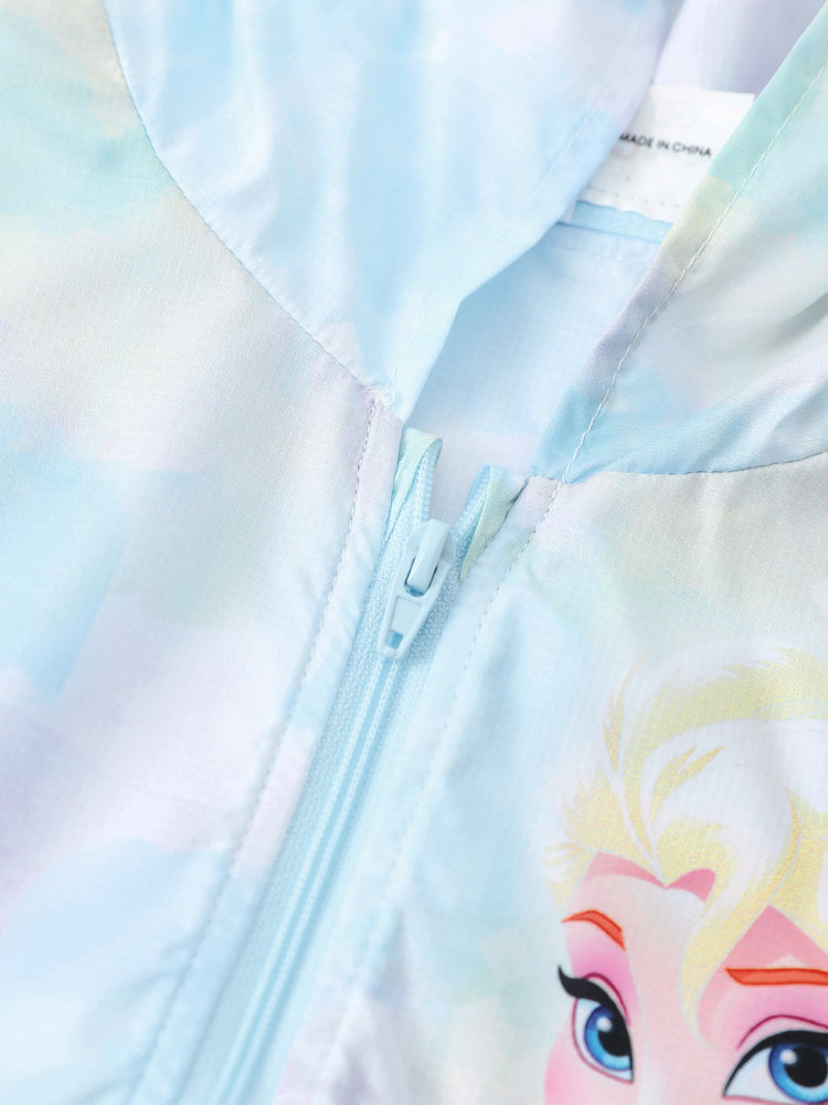 Disney Frozen Toddler Girl 1pc Elsa Tie-dyed print Zipper Hooded Storage Sun Protection Jacket Multi-color