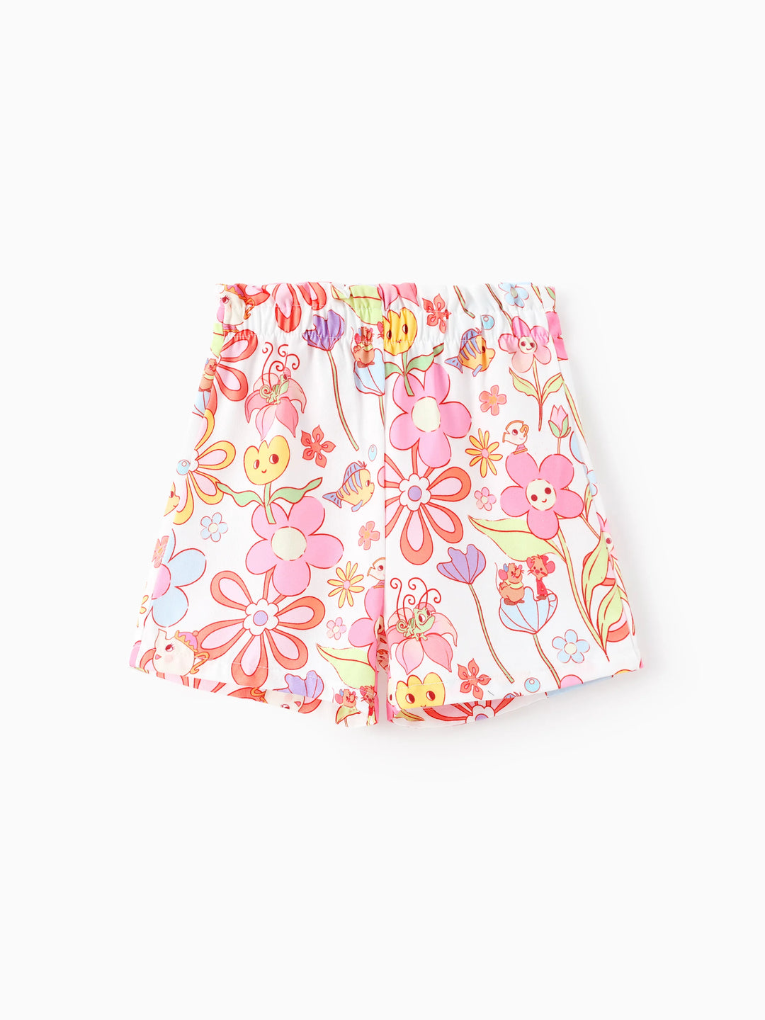 Disney Prinzessin Kleinkind Mädchen 2pcs Baumwolle Vaiana / Ariel Blumendruck geknotetes ärmelloses Tanktop und Shorts Set  rosa