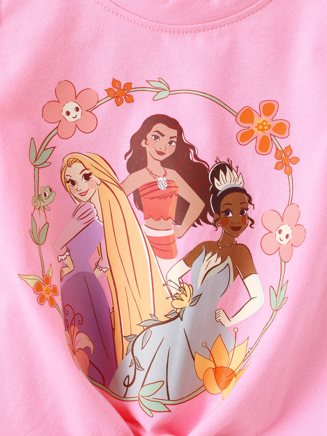 Disney Prinzessin Kleinkind Mädchen 2pcs Baumwolle Vaiana / Ariel Blumendruck geknotetes ärmelloses Tanktop und Shorts Set  rosa