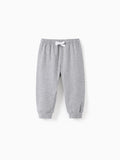 Pantalon décontracté en coton élastique pour bébé garçon/fille, gris