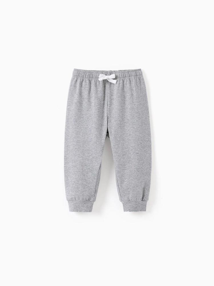 Pantalon décontracté en coton élastique pour bébé garçon/fille, gris