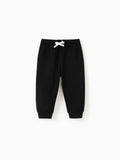 Pantalon décontracté en coton élastique pour bébé garçon/fille, noir