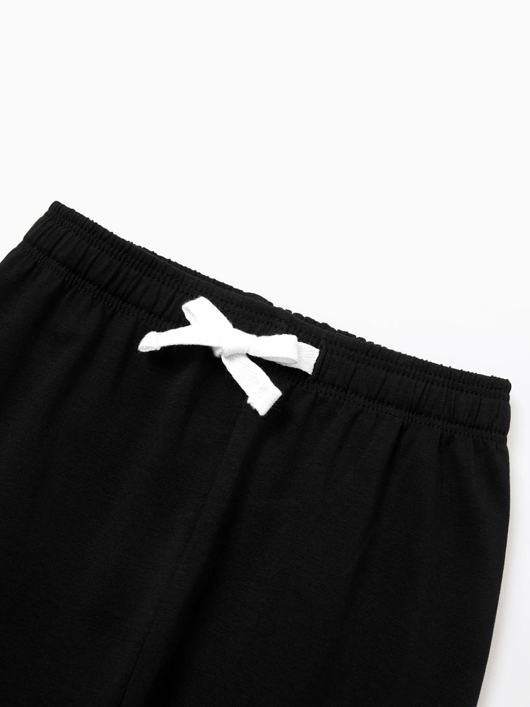 Pantalon décontracté en coton élastique pour bébé garçon/fille, noir