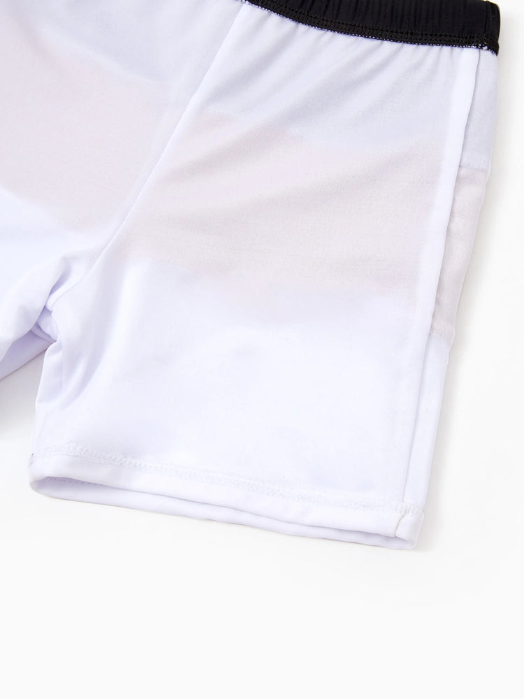 Family Matching Colorblock Swim Trunks Shorts or Cut Out Waist One-Shoulder One-piece Swimsuit Multi-color