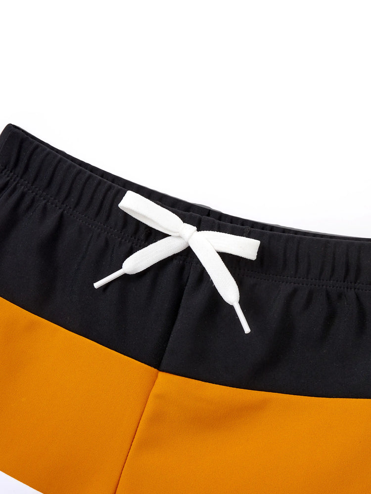 Family Matching Colorblock Swim Trunks Shorts or Cut Out Waist One-Shoulder One-piece Swimsuit Multi-color