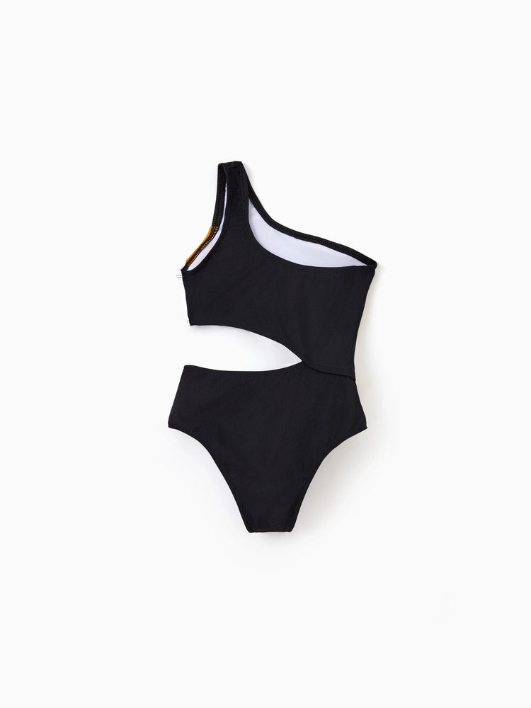 Mommy & me Colorblock Cut Out Waist One-Shoulder One-piece Swimsuit Multi-color