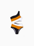 Toddler Girl Colorblock Cut Out Waist One-Shoulder One-piece Swimsuit Multi-color