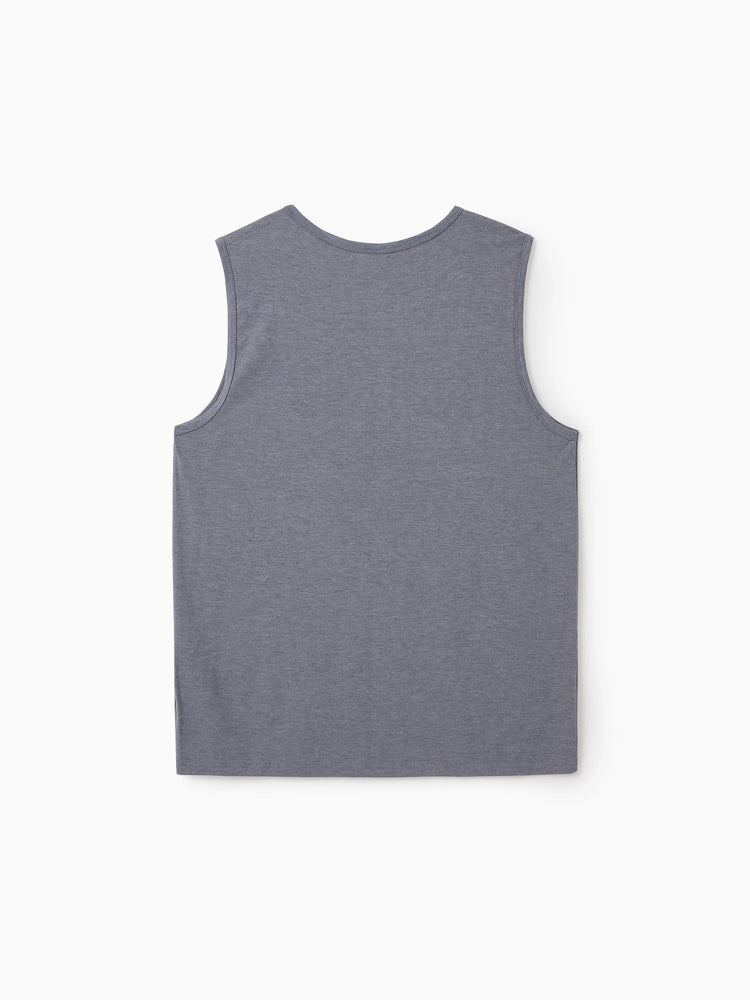 Daddy & Daughter Letter Print Sleeveless Tank Top or Tank Dress Set Grey