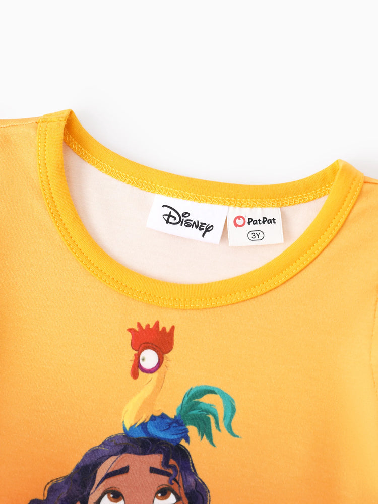 Disney Princess Toddler Girl Moana Sun Print Ruffle-sleeve Tulle Dress Orange