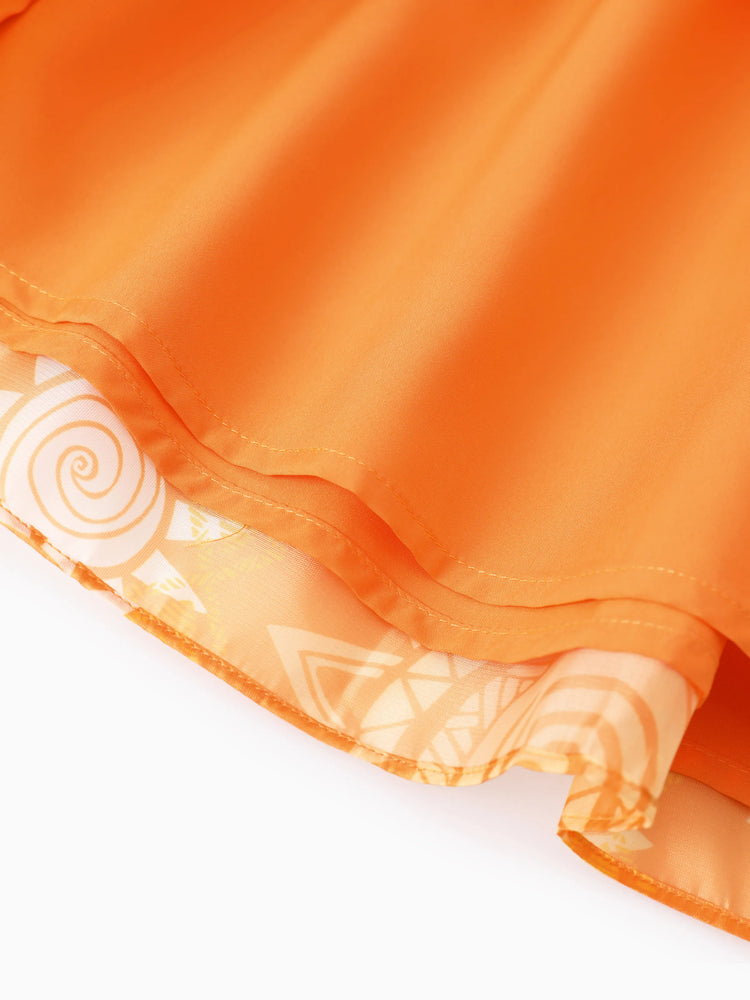 Disney Princess Toddler Girl Moana Sun Print Ruffle-sleeve Tulle Dress Orange