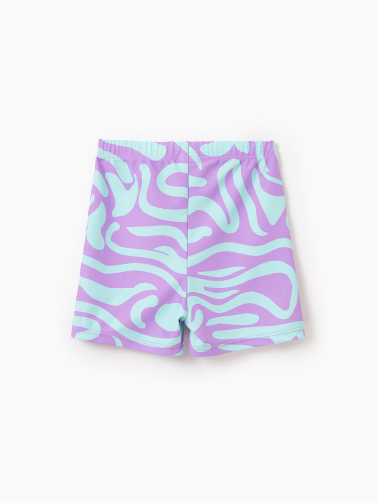 Maillot de bain une pièce à imprimé vagues violet et bleu tendance assorti pour toute la famille ou maillot de bain une pièce à découpes au niveau du ventre violet