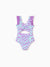 Toddler Girl Trendy Purple & Blue Wave Print Midriff Cutout One-Piece Swimsuit Purple
