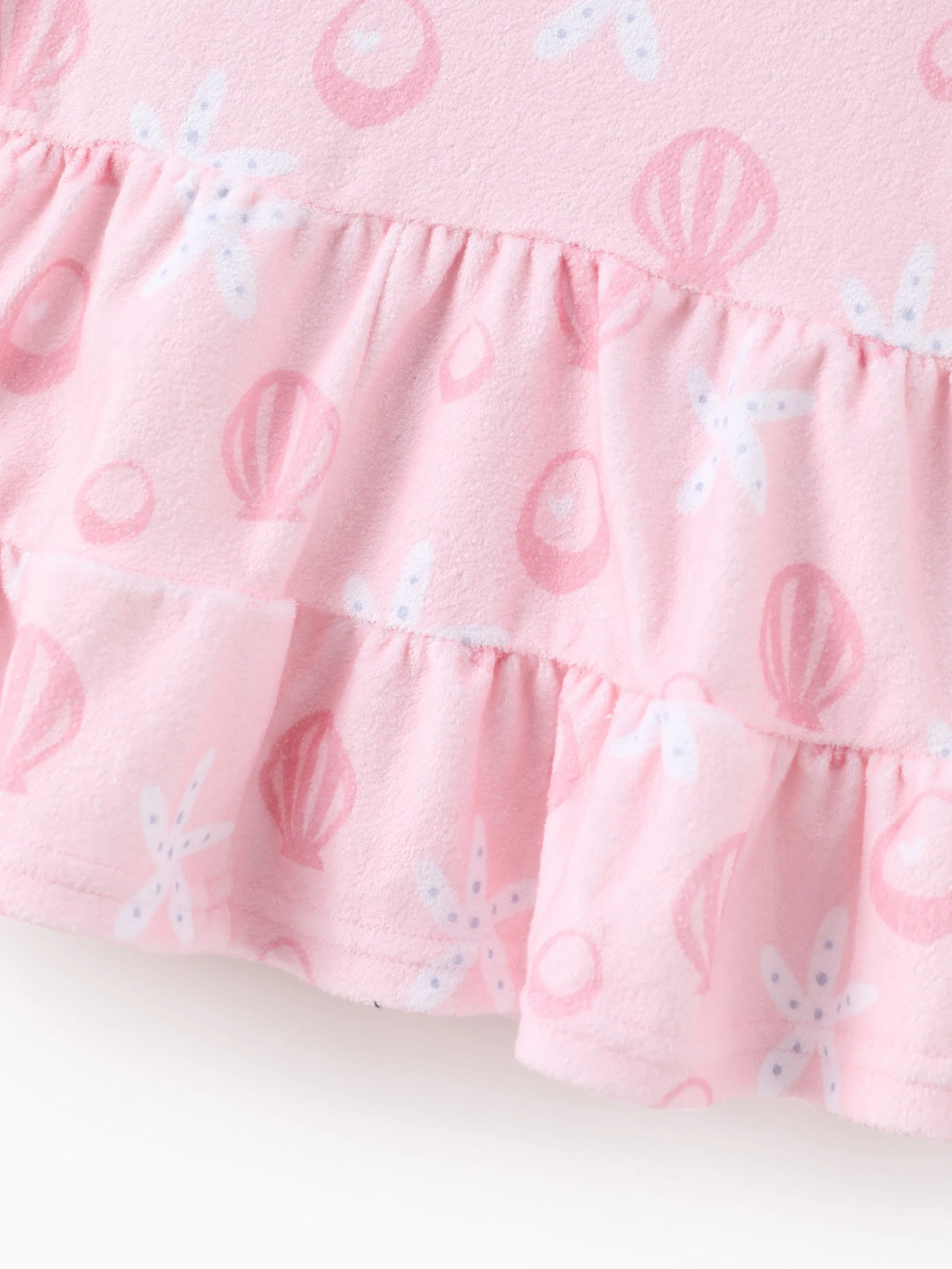 Maillot de bain à capuche et fermeture éclair avec ourlet à volants pour petite fille Disney Princess Ariel, imprimé coquillage, rose