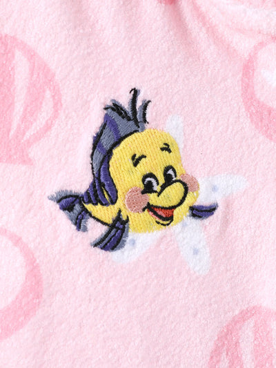 Disney Princess Toddler/Kid Girl Ariel Shell Allover Print Hooded Zipper Ruffle-hem Swim Cover-up Pink