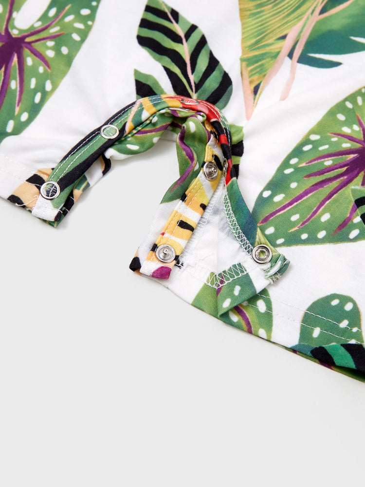 Family Matching Tropical Floral Print Short-sleeve Top or Camisole Dress Set Multi-color