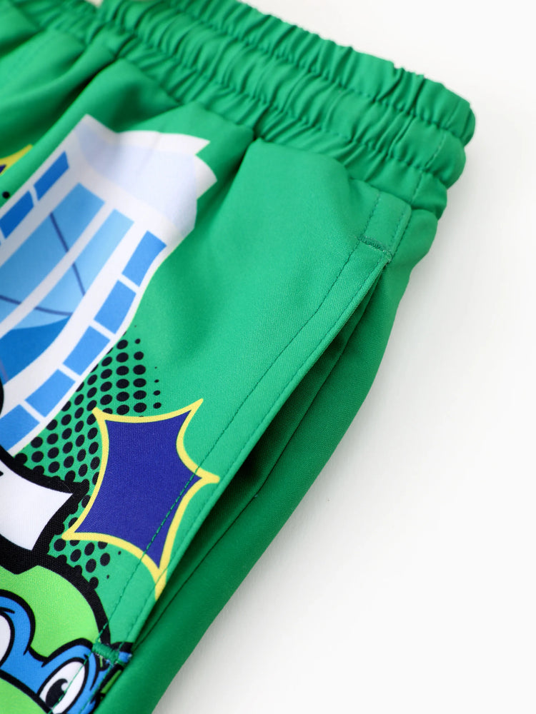 Maillot de bain vert à imprimé Tortues Ninja pour tout-petits et enfants, résistant au soleil, indice de protection solaire UPF 50+