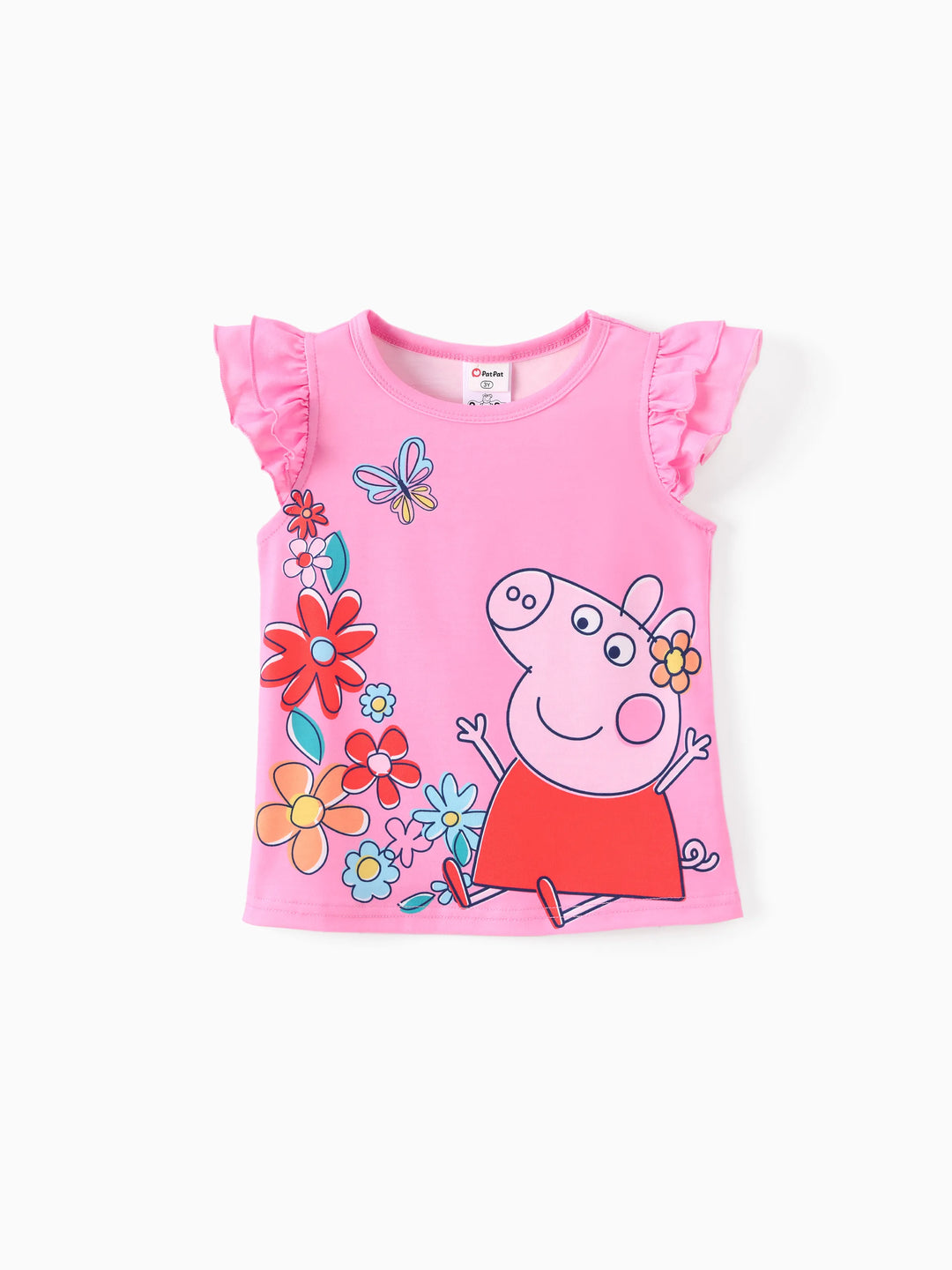 Peppa Pig Kleinkind Mädchen 2-teiliges Set aus Charakter Blumendruck mit Rüschenärmeln und Rock  rosa