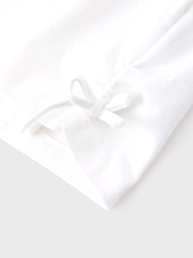 Conjunto de 2 piezas de top de manga corta y falda fruncida de algodón con cordón para niña Barbie, color blanco