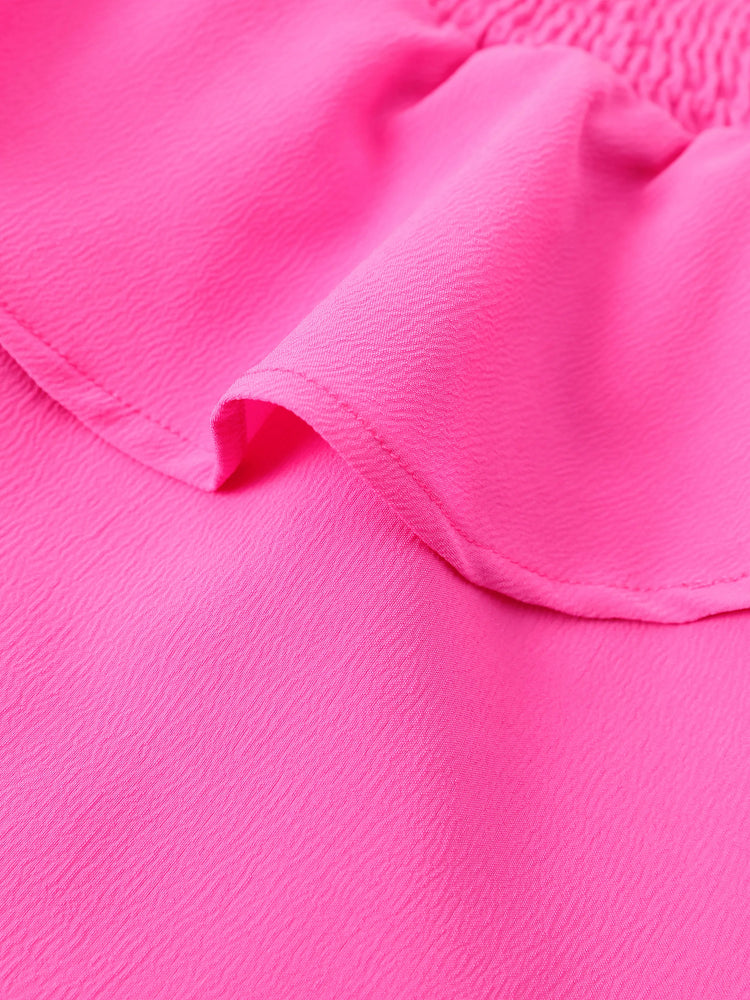 Conjunto de 2 piezas de top de manga corta y falda fruncida de algodón con cordón para niña Barbie, color blanco