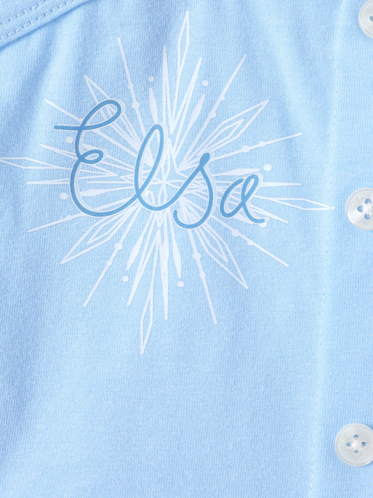 Ensemble 2 pièces débardeur et short en jean à nœud papillon en coton motif Elsa pour petite fille Disney La Reine des Neiges, bleu