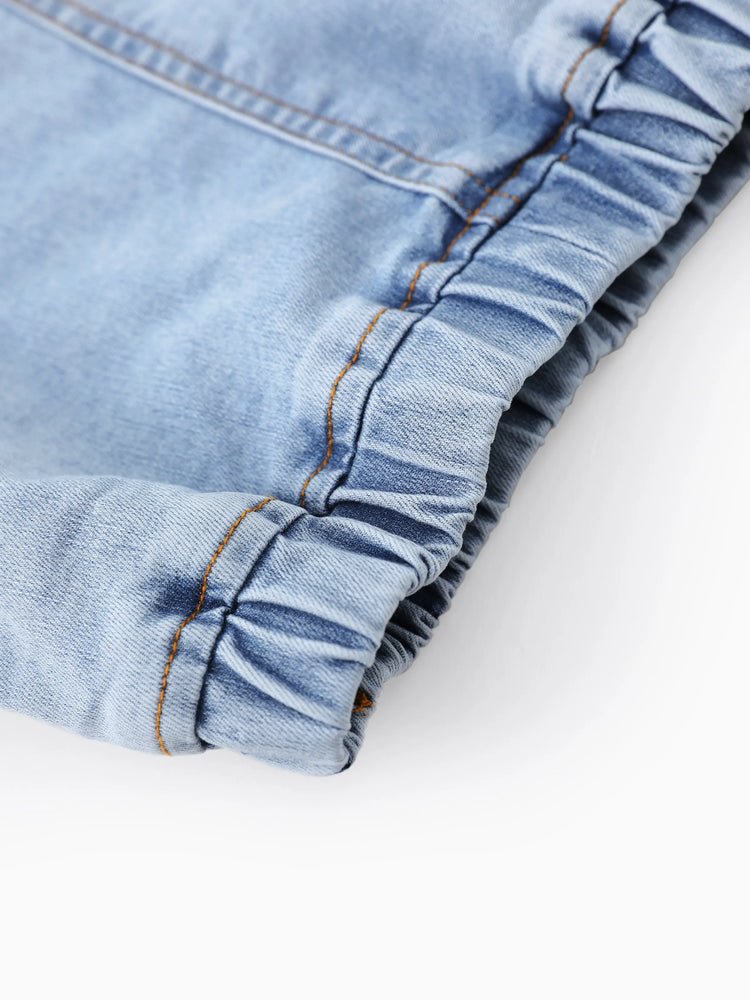 Ensemble 2 pièces débardeur et short en jean à nœud papillon en coton motif Elsa pour petite fille Disney La Reine des Neiges, bleu