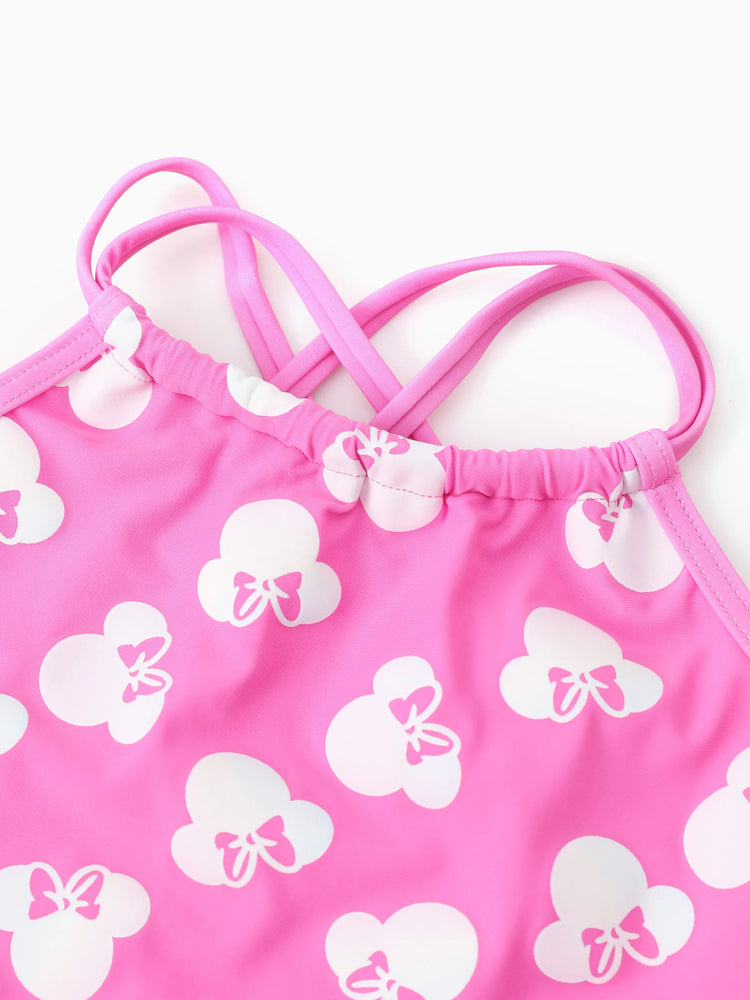 Traje de baño rosa con protección solar 50+ de Minnie Mouse para niña pequeña de Disney Mickey y sus amigos