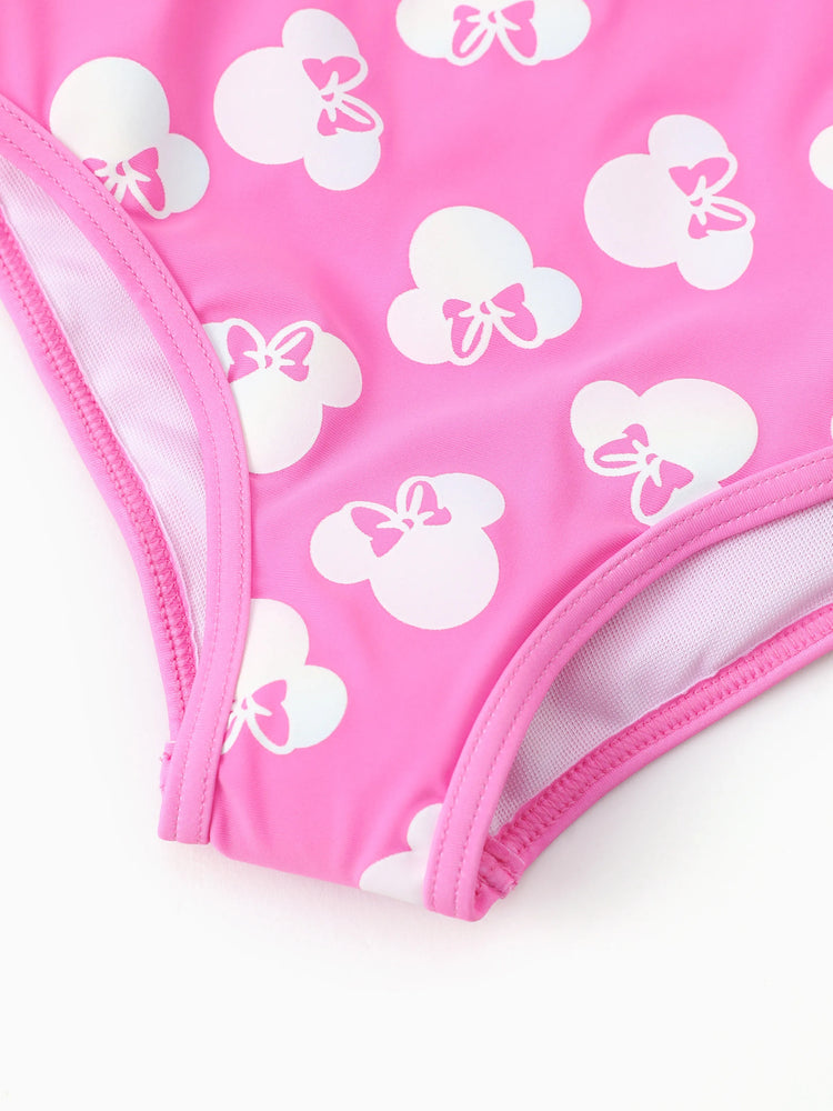 Traje de baño rosa con protección solar 50+ de Minnie Mouse para niña pequeña de Disney Mickey y sus amigos