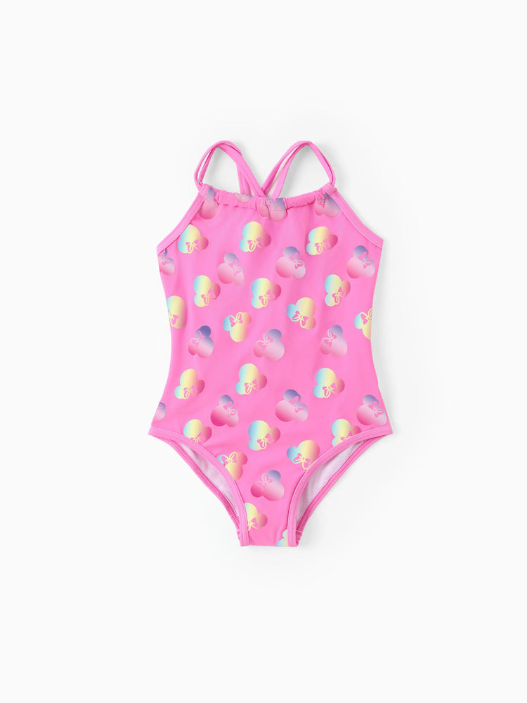 Traje de baño rosa con protección solar 50+ de Minnie Mouse para niña pequeña de Disney Mickey y sus amigos