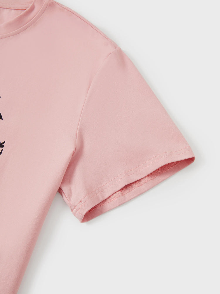 Camiseta de algodón familiar a juego con estampado de cocoteros, manga corta, multicolor