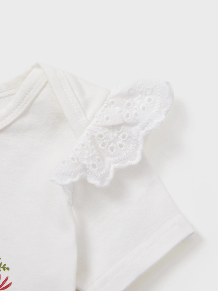 3-Piece Baby Girl Letter Print Romper and Polka dots Shorts and Headband Set Red