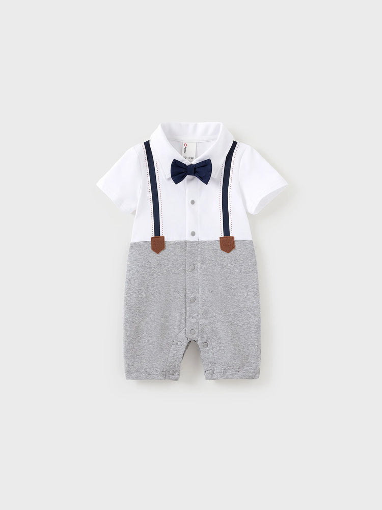 Baby Boy Gentle Style Faux-two Romper White