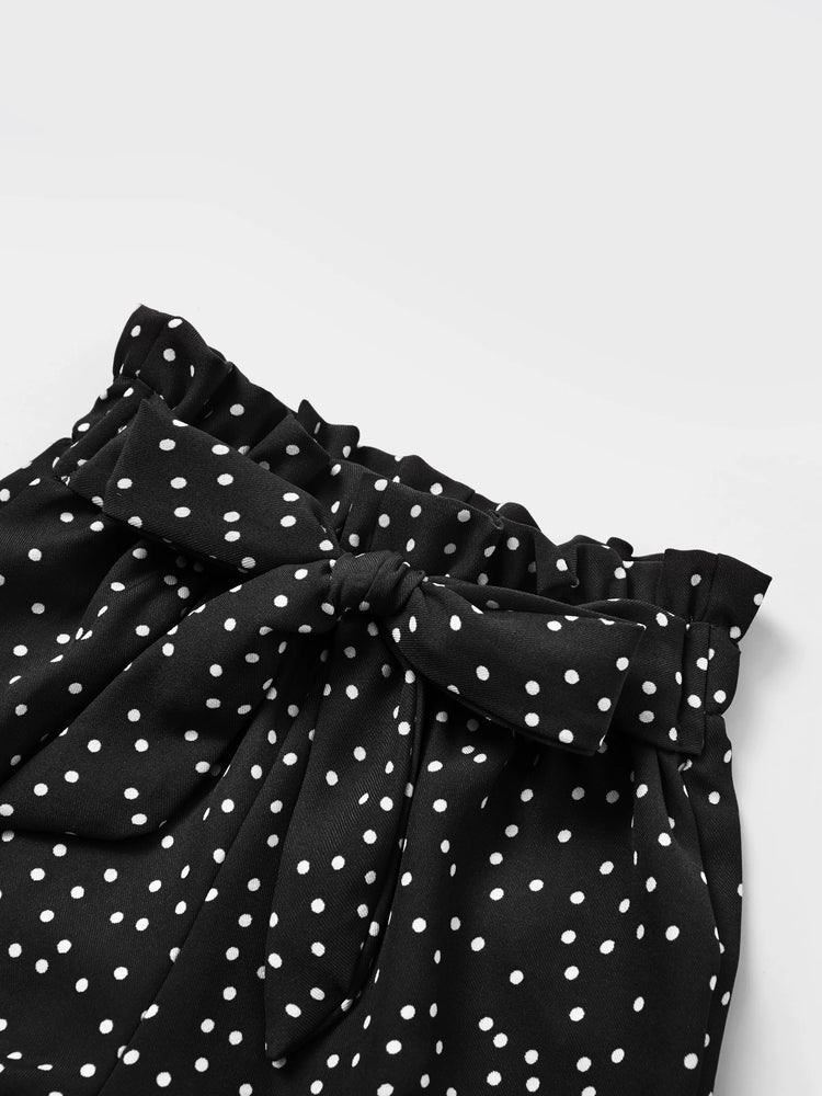 3-Piece Baby Girl Letter Print Romper and Polka dots Shorts and Headband Set Black