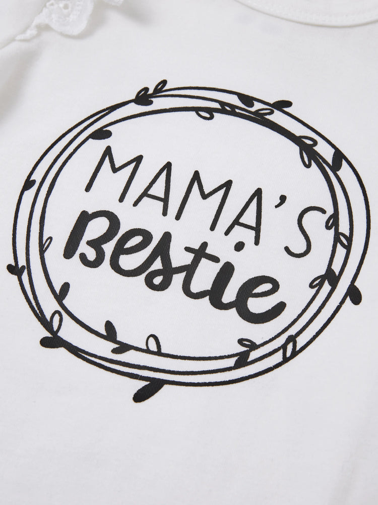 3-Piece Baby Girl Letter Print Romper and Polka dots Shorts and Headband Set Black