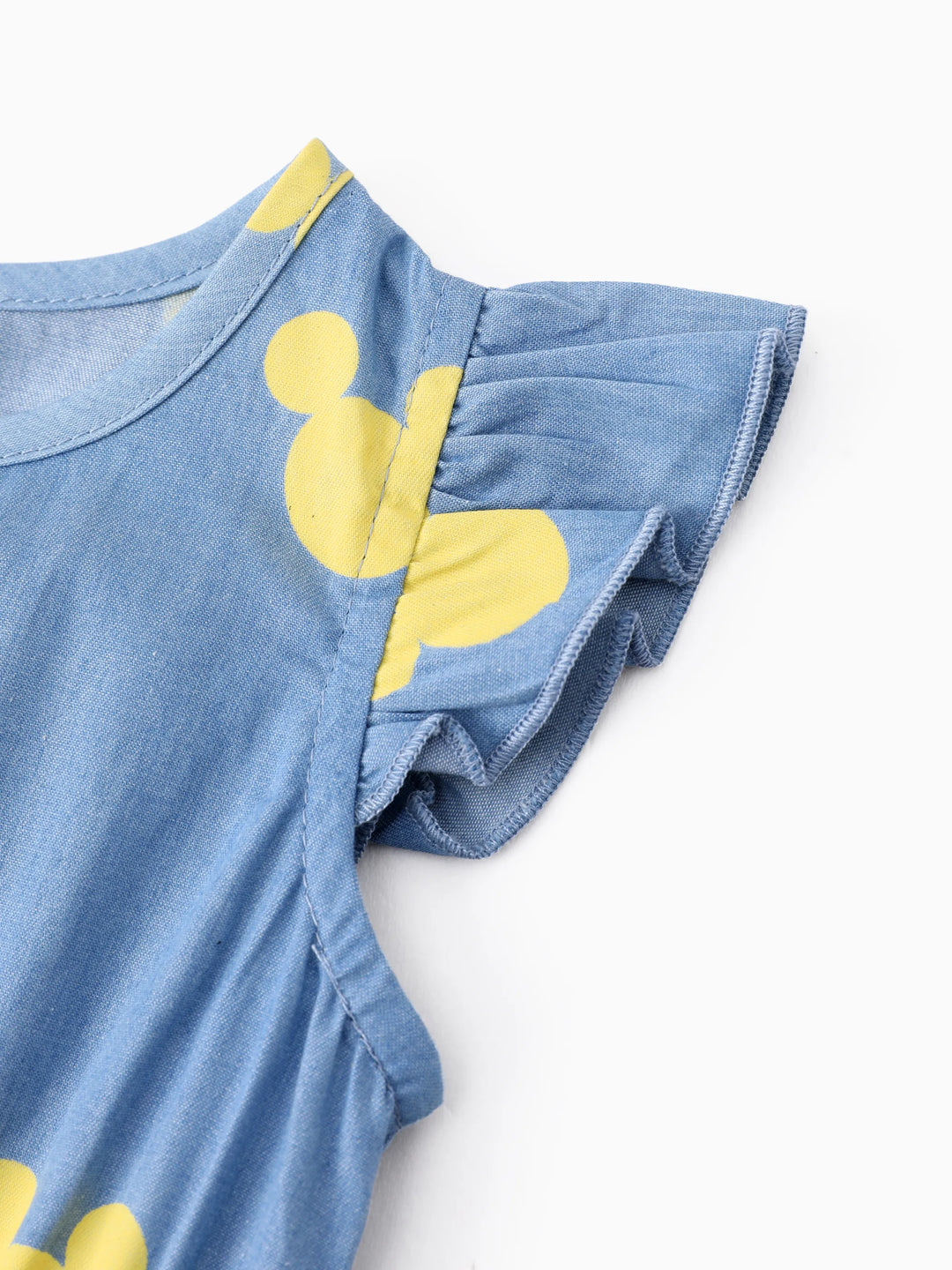 Disney Mickey et ses amis Ensemble assorti famille Maman et Moi : Robe en jean/combinaison/t-shirt à imprimé Mickey Mouse bleu