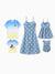 Disney Mickey and Friends Family matching Mickey Mouse Allover Print Denim Dresse/Jumpsuit/T-shirt Blue